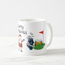 Navidades de golf con cerveza y bolsa de la bander