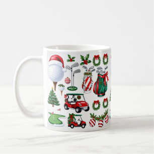 Taza De Café Navidades de golf con tema Acuarela para golfistas