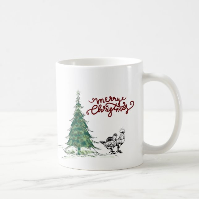 Taza De Café Navidades de granja Pollo Mug (Derecha)