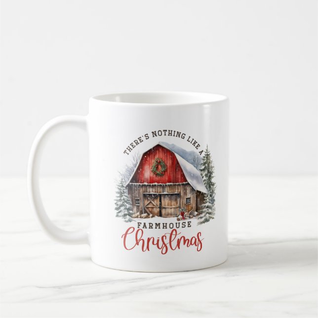 Taza De Café Navidades de granja retro escena acogedora de gran (Izquierda)