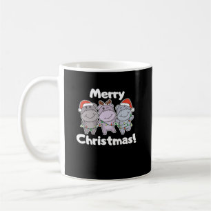 Taza De Café Navidades de Hippo Animales Cutan Hippos Merry