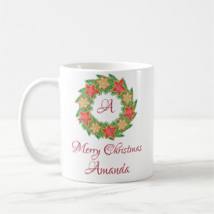 Taza De Café Navidades de hojas y galletitas estrella
