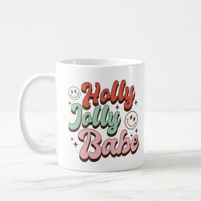 Taza De Café Navidades de Holly Jolly Babe Groovy (Izquierda)