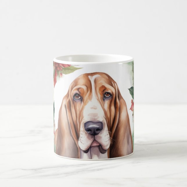 Taza De Café Navidades de Hound Basset Wreath Festimes Pup (Centro)