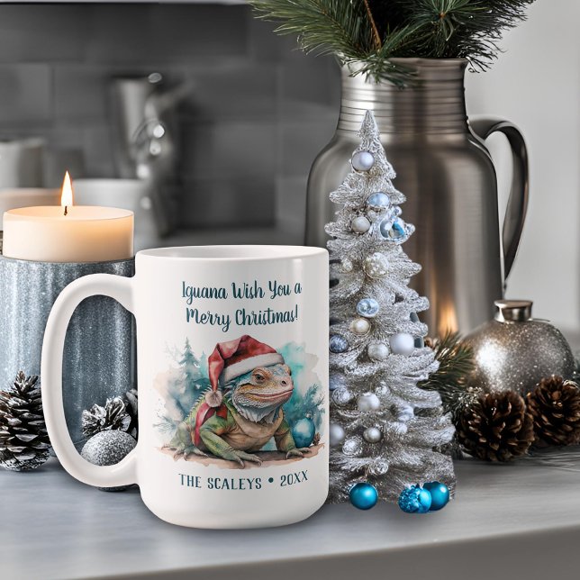 Taza De Café Navidades de Iguana (Iguana wish you merry christmas mug
)