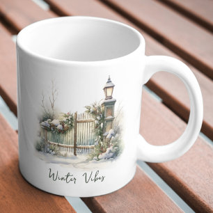 Taza De Café Navidades de invierno de personalizado Green Folia
