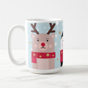Taza De Café Navidades de invierno reno, oso polar y pingüino