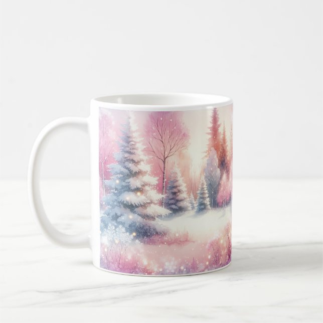 Taza De Café Navidades de Invierno Rosa Wonderland (Izquierda)