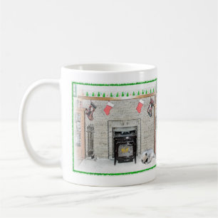 Taza De Café Navidades de Keeshond picotean perro con pintura d