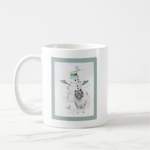 Taza De Café Navidades de Keeshond Snowman pinta arte de perro