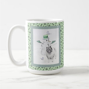 Taza De Café Navidades de Keeshond Snowman pinta arte de perro