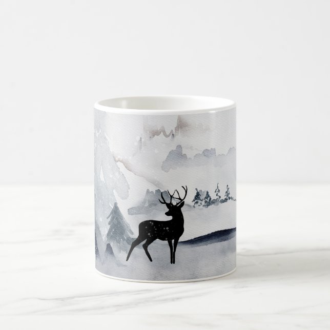 Taza De Café Navidades de la acuarela gris y salvaje (Centro)