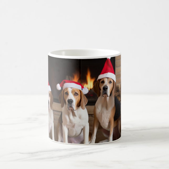 Taza De Café Navidades de la chimenea de Foxhound inglesa (Centro)