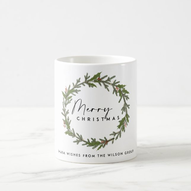 TAZA DE CAFÉ NAVIDADES DE LA EMPRESA ELEGANTE HOLLY BERRY WREAT (Centro)