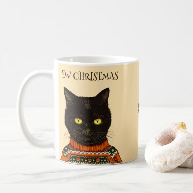 Taza De Café Navidades De La Ew Personalizados Angry Bored Blac (Con donut)