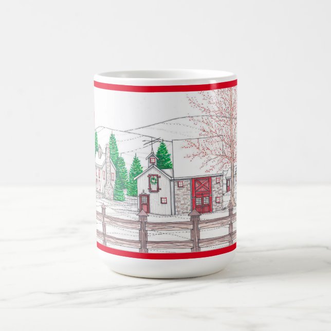 Taza De Café navidades de la granja de 15 oz (Centro)
