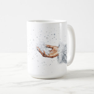 Taza De Café Navidades de la mano de nieve plateada