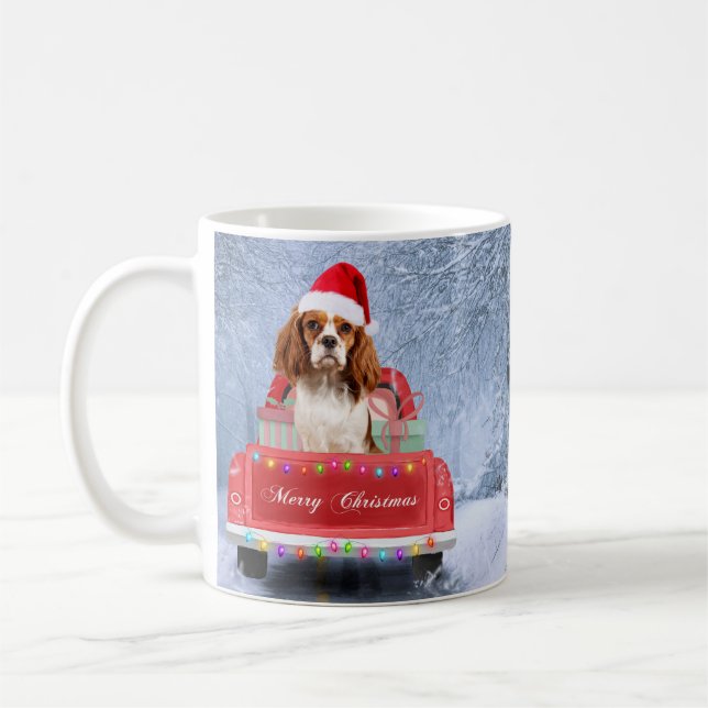 Taza De Café Navidades de la Nieve Perro Cavalier King Charles  (Izquierda)