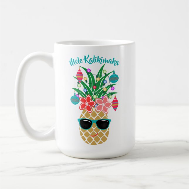 Taza De Café Navidades de la piña tropical Mele Kalikimaka (Izquierda)