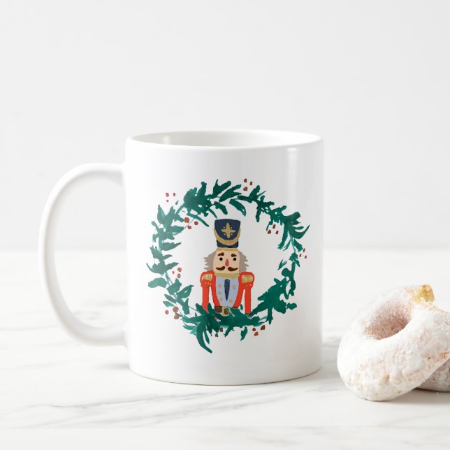 Taza De Café Navidades de la pintura de la guirnalda del peto d (Con donut)
