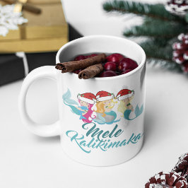 Taza De Café Navidades de la sirena Mele Kalikimaka acribillan 