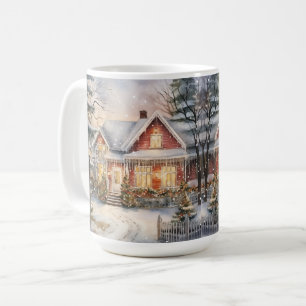 Taza De Café Navidades de la vieja casa de moda vintage