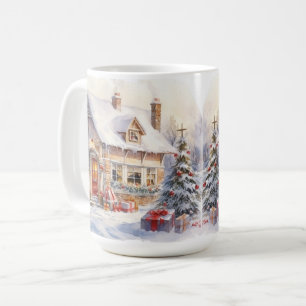 Taza De Café Navidades de la vieja casa de moda vintage