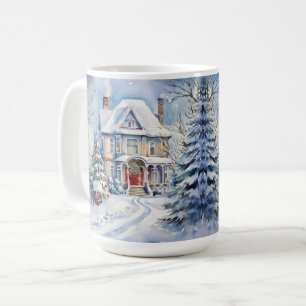 Taza De Café Navidades de la vieja casa de moda vintage