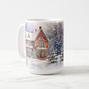Taza De Café Navidades de la vieja casa de moda vintage