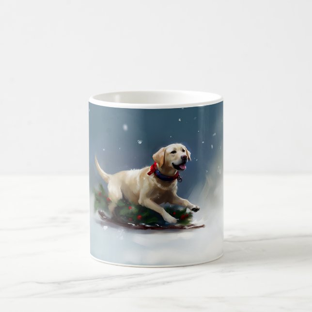 Taza De Café Navidades de Labrador en invierno (Centro)