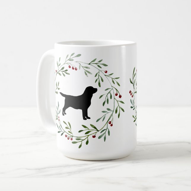 Taza De Café Navidades de Labrador Negro perro recuperador eleg (Anverso izquierdo)