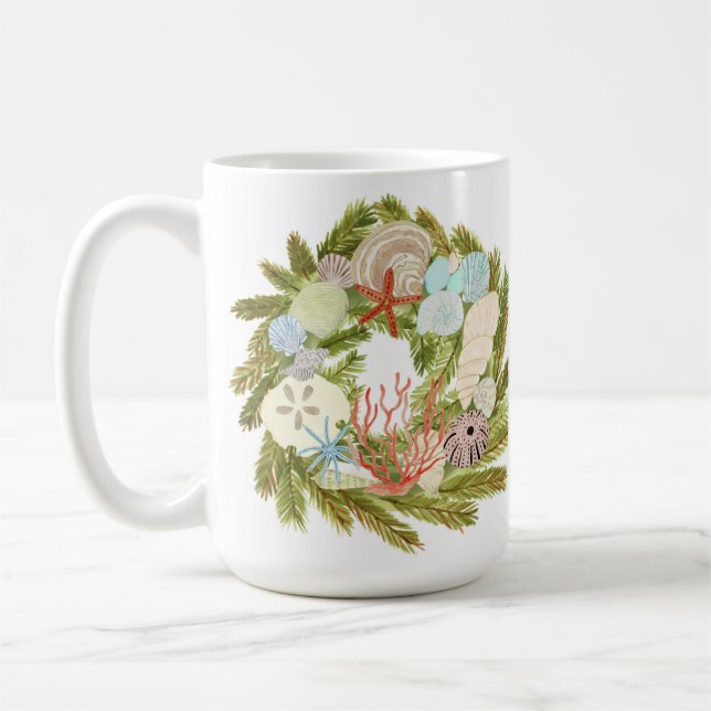 Taza De Café Navidades de las islas tropicales Wreath Mug (Izquierda)