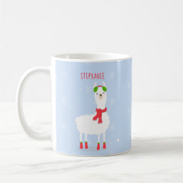 Taza De Café Navidades de Llama festiva tafetán de dos tonos