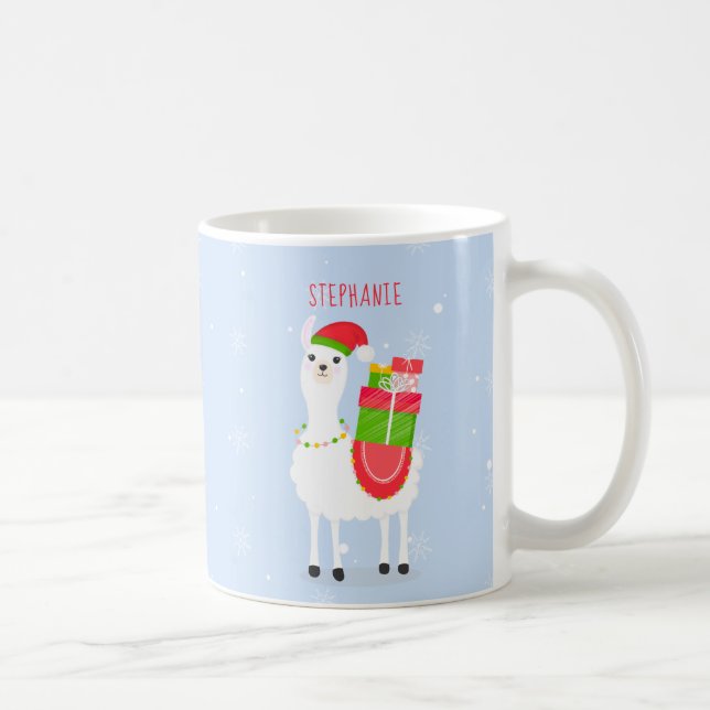 Taza De Café Navidades de Llama festiva tafetán de dos tonos (Derecha)