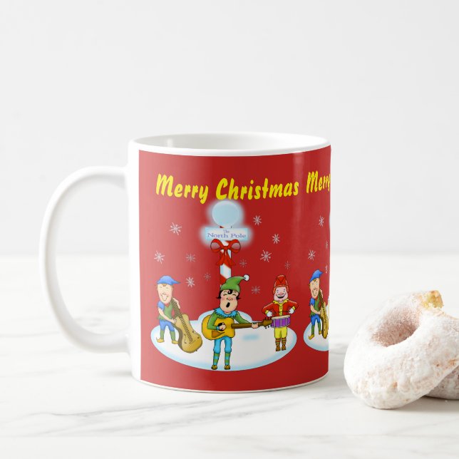 Taza De Café Navidades de los Elfos Musicales Mug (Con donut)