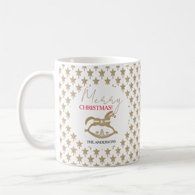 Taza De Café Navidades de madera rodando caballo (Izquierda)