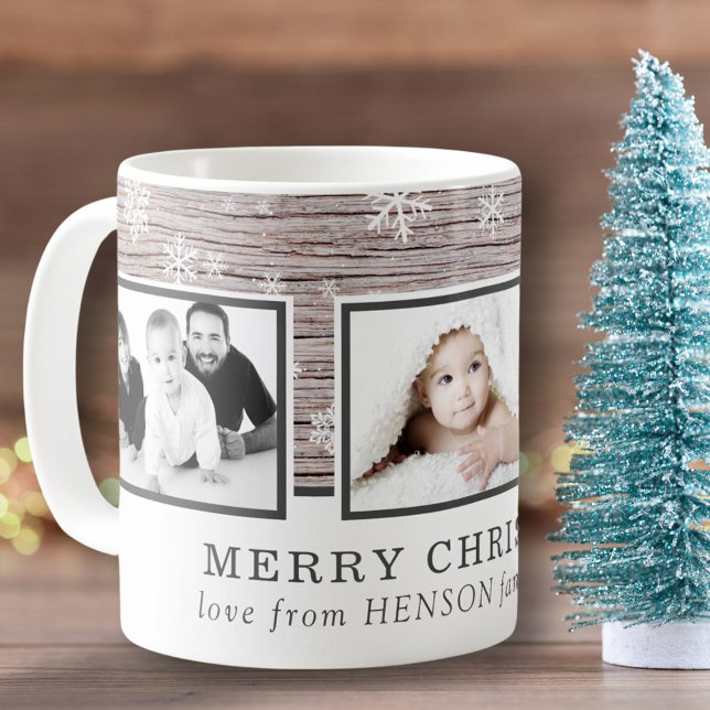 Taza De Café Navidades de madera rústica copos de nieve 3 Colla (Subido por el creador)