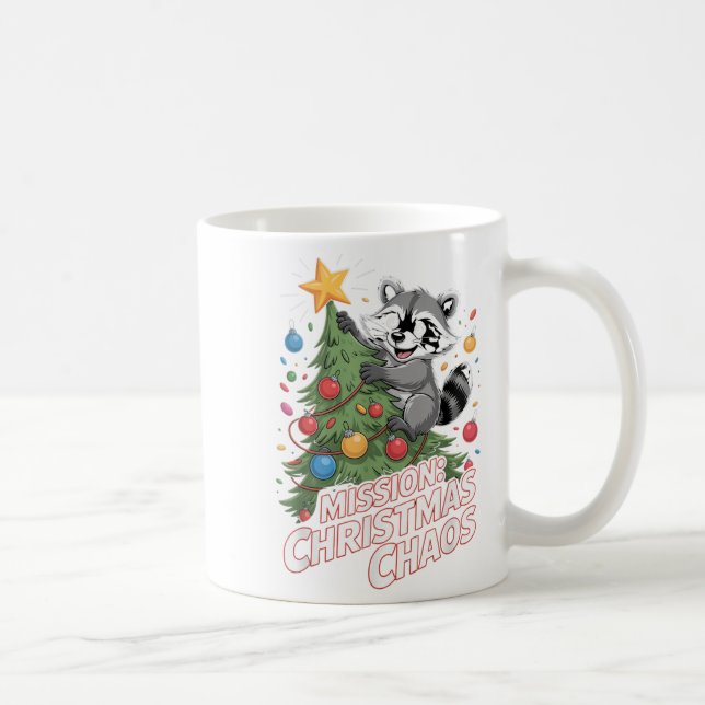 Taza De Café Navidades de mapache divertidos: Trash Panda Xmas (Derecha)