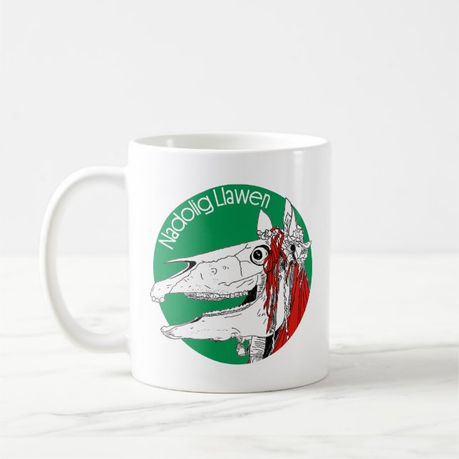 Taza De Café Navidades de Mari Lwyd Welsh (Izquierda)