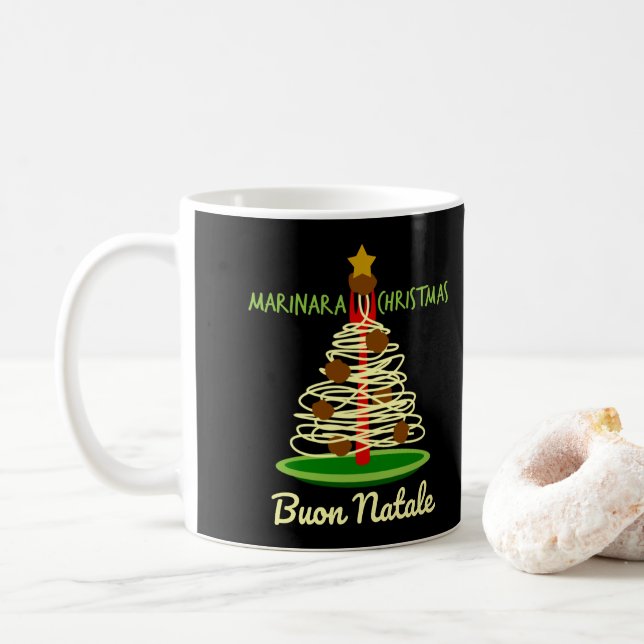 Taza De Café Navidades de Marinara Buon Natale Spaghetti Tree (Con donut)