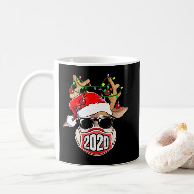 Taza De Café Navidades De Máscara De Reno 2020 (Con donut)