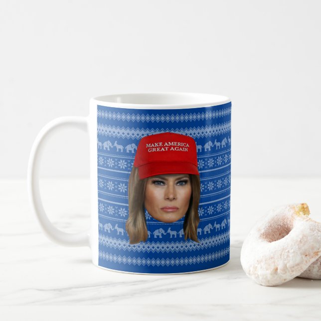 Taza De Café Navidades de Melania Trump MAGA (Con donut)