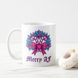 Taza De Café Navidades de Merry AF Wreath Candy Cane