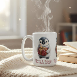 Taza De Café Navidades de Merry & Bright Penguin