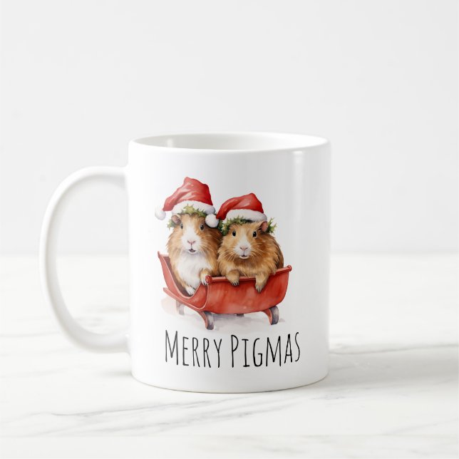 Taza De Café Navidades de Merry Pigmas Guinea Café de cerdo (Izquierda)