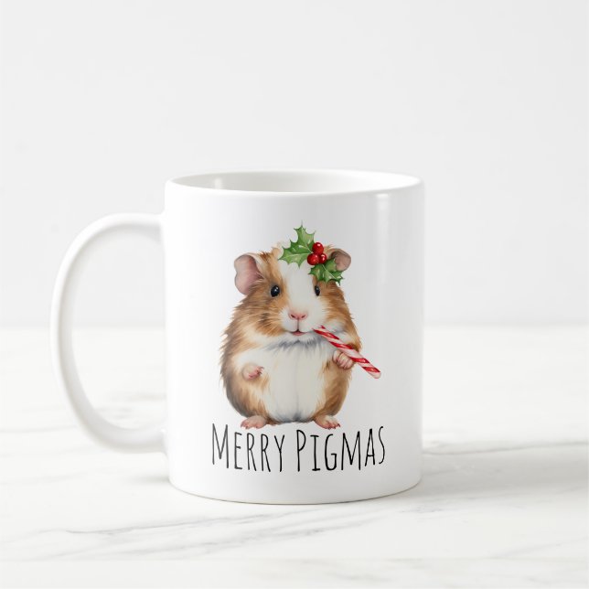 Taza De Café Navidades de Merry Pigmas Guinea Café de cerdo (Izquierda)