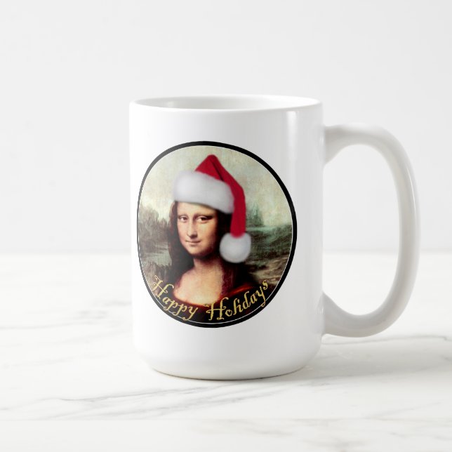 Taza De Café Navidades de Mona Lisa Santa Hat (Derecha)