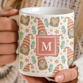 Taza De Café Navidades de Monograma Escandinavo de Acuarela