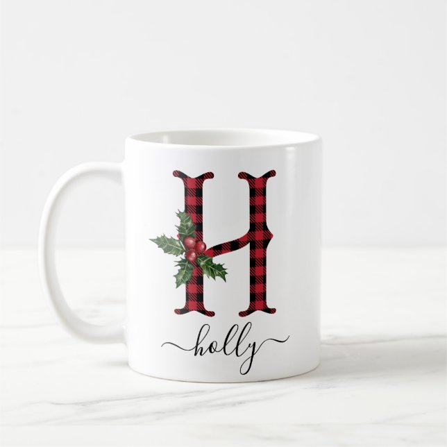 Taza De Café Navidades de Monograma H de Buffalo Café Mug (Izquierda)