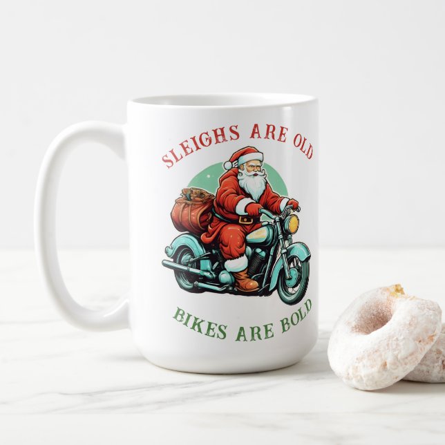 Taza De Café Navidades de motocicleta Santas Joyride (Con donut)
